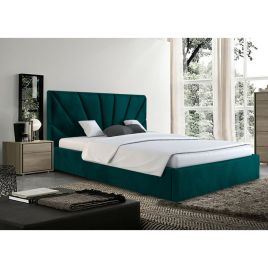 Hamini Plush Velvet Fabric Bed, Green Colour - 5 Sizes
