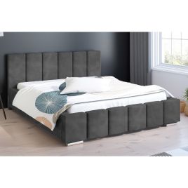 Lemela Plush Velvet Fabric Bed, Grey Colour - 5 Sizes