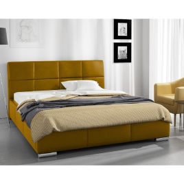 Simplier Plush Velvet Fabric Bed, Mustard Colour - 5 Sizes