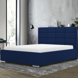 Tuanso Plush Velvet Fabric Bed, Blue Colour - 5 Sizes