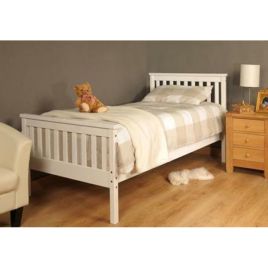 White Wooden Frame 3ft Single Bed - Mattresses Options