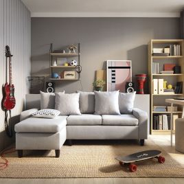 Nepal Corner Sofa - Light Grey-Left Facing