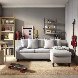 Nepal Corner Sofa - Light Grey-Right Facing