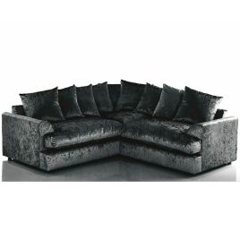 Classic Design Crushed Velvet Corner Sofa - Black