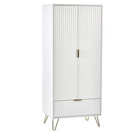 Wardrobe - MORDEN 2 Door Wardrobe Matte White 80cm