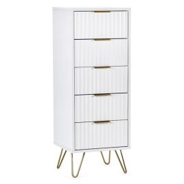 MORDEN White Chest of Drawers - Tallboy, Medium-sized, 5 Drawers