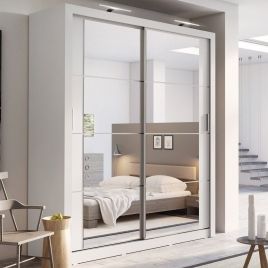 Artimas III Sliding Mirrors Door Wardrobe 181cm - White Matt