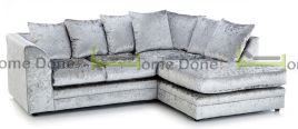 ARABIA Crushed Velvet 4 Seater L Shaped - Right Hand Facing Corner Sofa - Silver