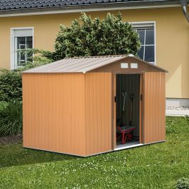 Metal Frame Foundation Storage Garden Shed With Sliding Door - 9x6FT