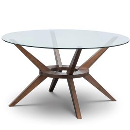 Chelsea Round Glass Large Dining Table 140cm - Walnut