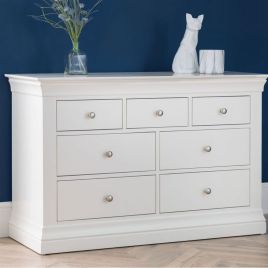 CASSIAN White Chest of Drawers - Large-sized, 7 Drawers