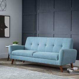 Monza Compact And Stylish 3 Seater Retro Sofa - Blue
