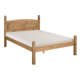 Corona Solid Pine Low End Bed Frame 5ft King Size - Antique Wax  