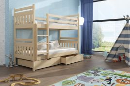 Zeus Wooden Kids Bunk Bed with Drawers Storage and Foam Mattress - Pine