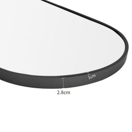 70cm W Modern Oval Metal Wall Mirror Black