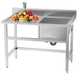4ft W Stainless Steel Kitchen Commercial Catering Sink With 1 Large Compartments
