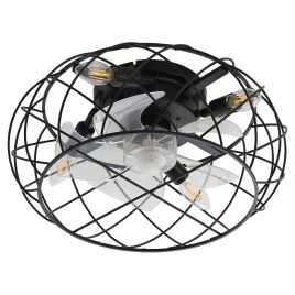 Black Cage Ceiling Fan Light