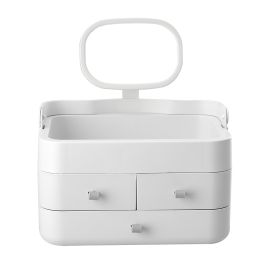 White Large Makeup Organizer with Mirror and Drawers
