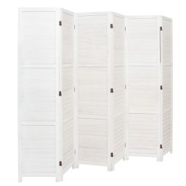 White 6 Panel Furn Hand Made Wicker Folding Room Divider