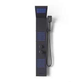 Sliver 4 In 1 Bathroom Black Thermostatic Tower Shower Panel Wall Mounted