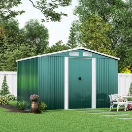 Green Large Metal Garden Tool Storage Shed - 257