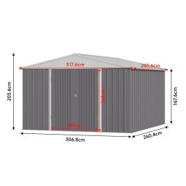 Oasis Garden 2 Door Galvanized Metal Storage Shed with Lockable Door