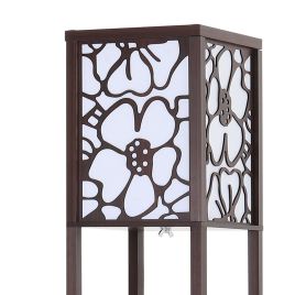 Walnut Wood Floor Lamp with Storage Shelf