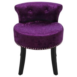 Purple Velvet Upholstery Round Accent Chair Dressing Stool