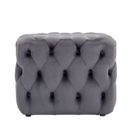 Luxurious Velvet Square Footstool with Deep Buttoning