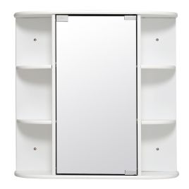 Bathroom Mirror Cabinets Wall Mounted One Door Storage Shelves Furniture White