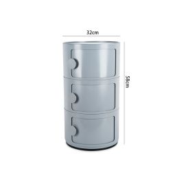 Grey 2ft H Round 3 Tier Drawer Storage Unit Organizer