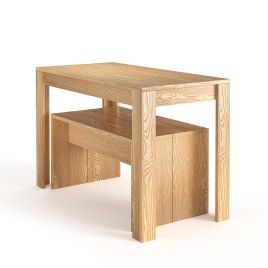 Modern Dining Room Table and Benches Set 3 Piece Brown