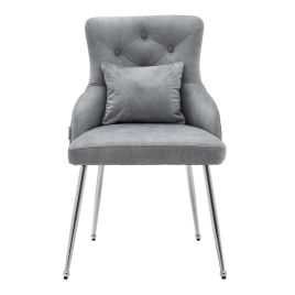 Grey Velvet Tufted Dining Chair
