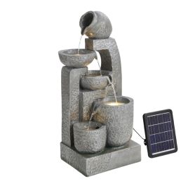 Cascade Solar-powered Water Fountain for Outdoors, Grey