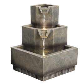 Multi-Tier Modern Garden Fountain with LED Lights
