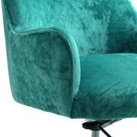Velvet Light Green Swivel Office Chair with Wheels