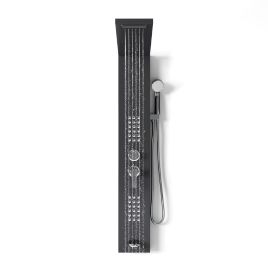 Black 126cm Height 5 Function LED Display Shower Panel Shower System With Hand Shower Head