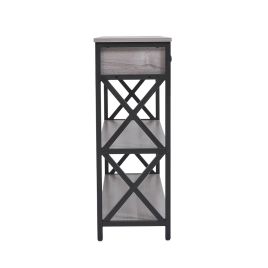 100 Cm W Rustic Grey Narrow Wooden Console Table With Drawers
