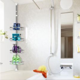 250cm 4 Tier Metal Corner Shower Shelf Wall Rack Organizer