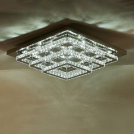 Square Large-size Glamourous Crystal LED Ceiling Light