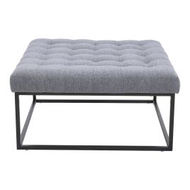 84cm W Square Linen Footstool With Metal Frame