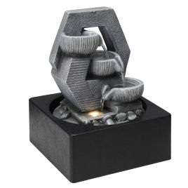 LED Lit Cascade Tabletop Fountain: Serene Water Feature