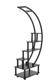2pcs Half-Moon-Shaped Plant Stand Display Shelf With Wheels