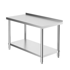 2 Tiers Commercial Kitchen Prep Table Stainless Steel Work Table