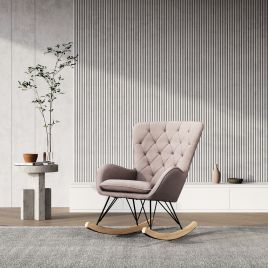 Light Grey Modern Upholstered Rocking Chair