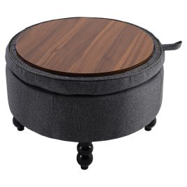 70cm Dia. Tufted Round Cocktail Ottoman Storage Footstool