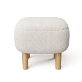 Padded Fabric Footrest Stool Square Wooden Footstool