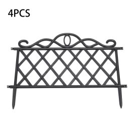 Set of 4 Interlocking Garden Plastic Edging Fence Panels for Yard and Patio