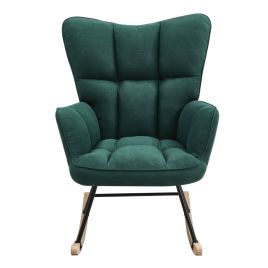 Green Tufted Upholstered Rocking Chair