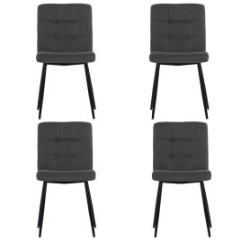 Modern Frosted Velvet Dining Chairs: Set of 4 with Sleek Metal Legs